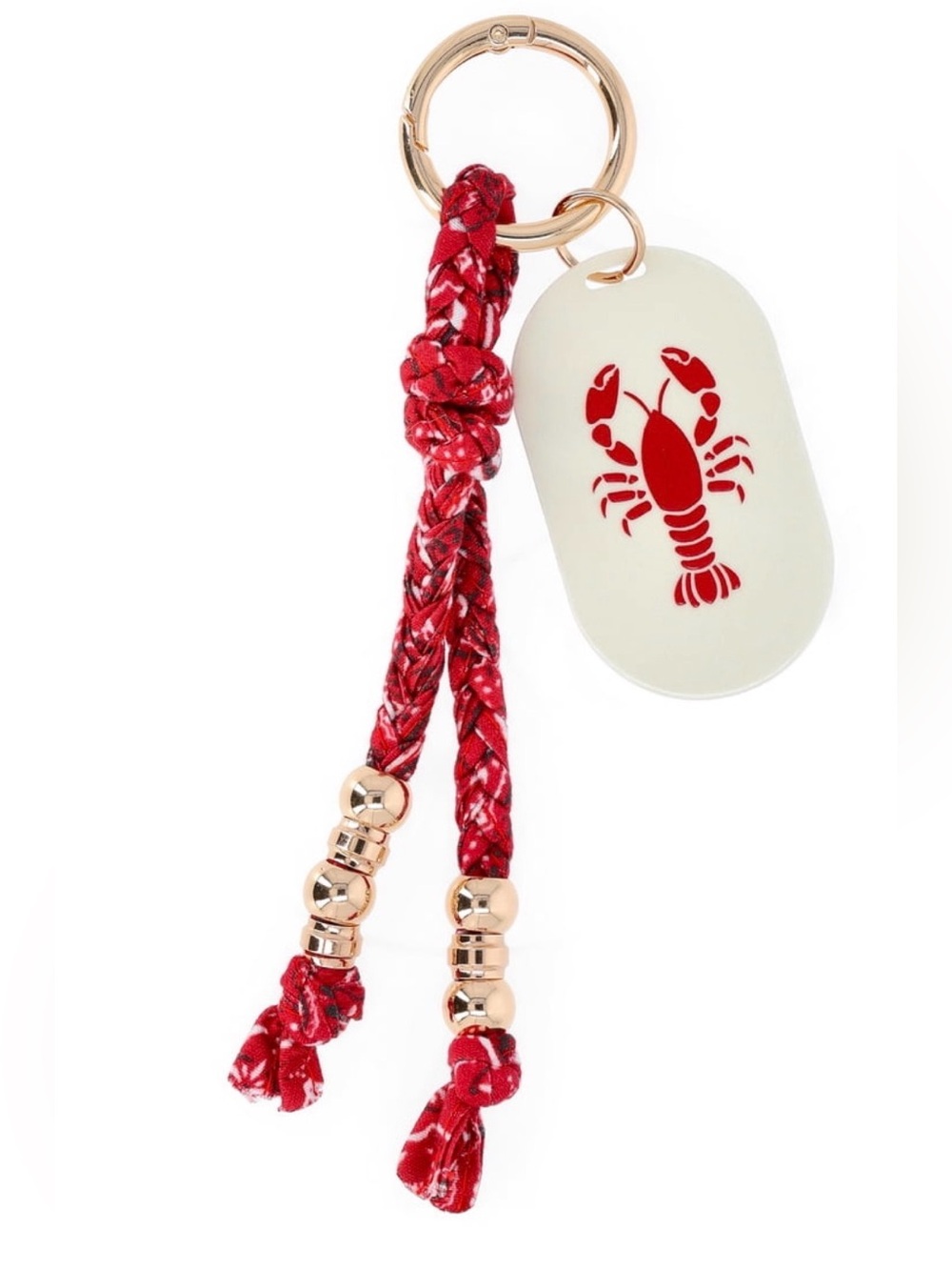 NWT No Boundaries Women's Icons Bag Charm, Red Bandana Lobster Keychain Beaded